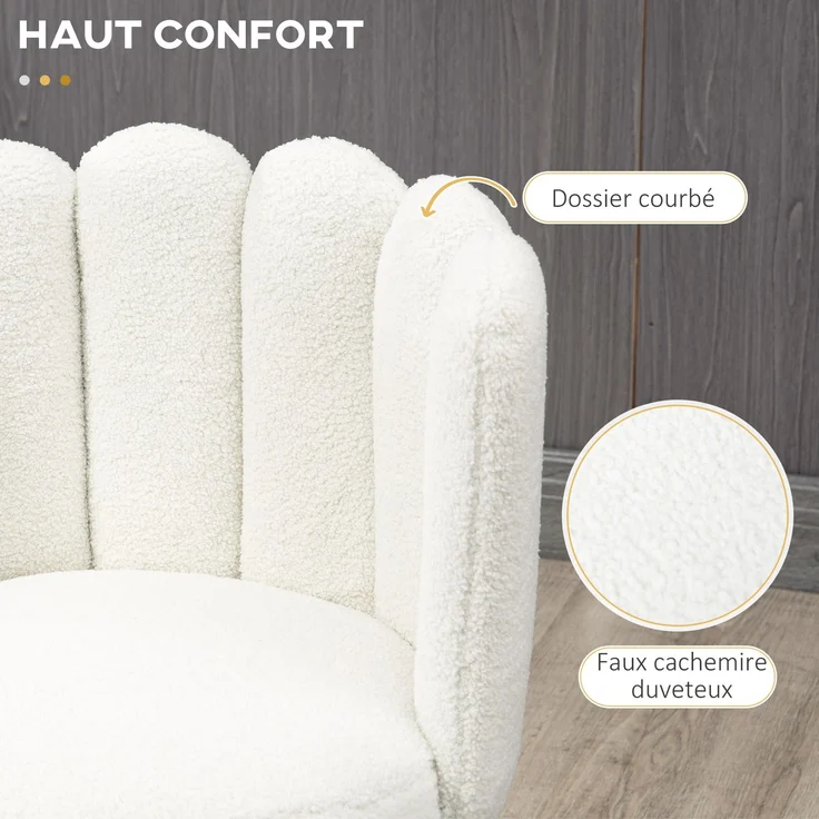 2er-Set Barhocker mit Fußstütze, Stahlgestell, Stoffbezug in Schlingwolle-Optik, Höhe 65 cm, cremefarben-schwarz – Bild 7