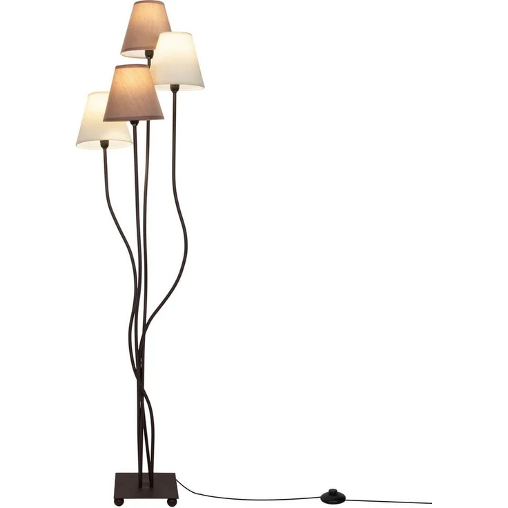 näve Stehlampe Boho, ohne Leuchtmittel, 4flg, E14, Textilschirme 2x beige, 2x braun, inkl. Fußschalter – Bild 2