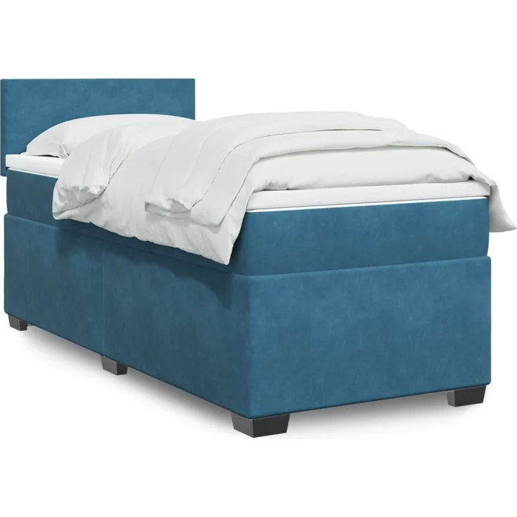 vidaXL Boxspringbett mit Matratze Blau 90x200 cm Samt 3288508 – Bild 1