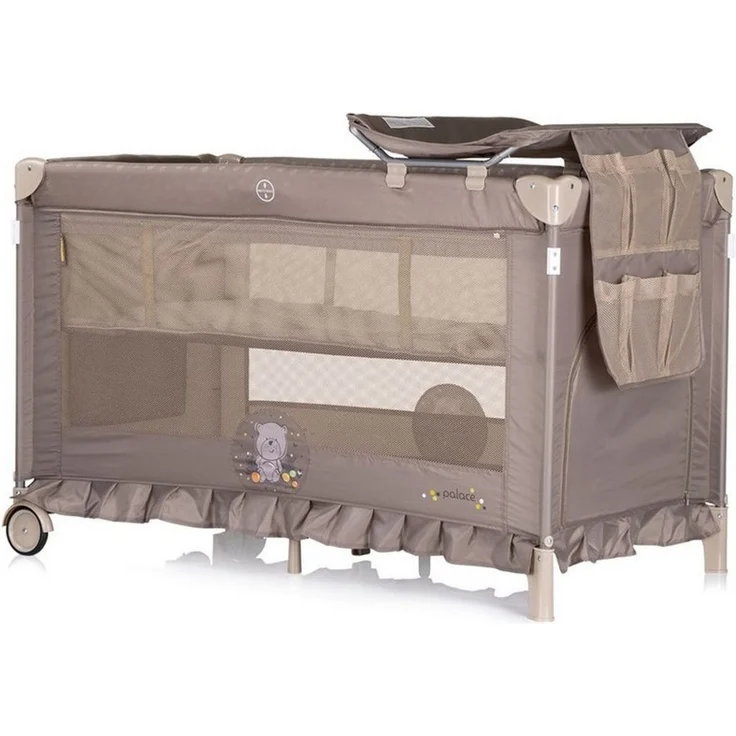 Chipolino Reisebett Palace, Baldachin Moskitonetz zwei Ebenen Wickelauflage beige braun – Bild 3