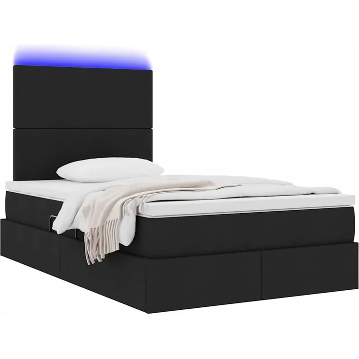 vidaXL LED-Speicherbett mit Matratze Schwarz 120 x 200 cm Stoff 3372347 – Bild 3