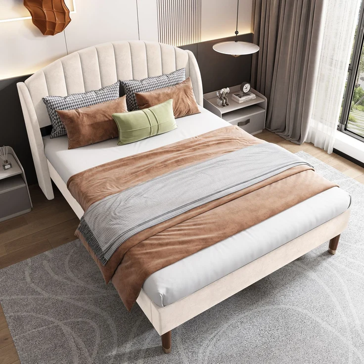 Polsterbett 160x200 cm aus Samt mit Kopfteil und Lattenrost – zeitloses Design und hoher Komfort – Bild 2