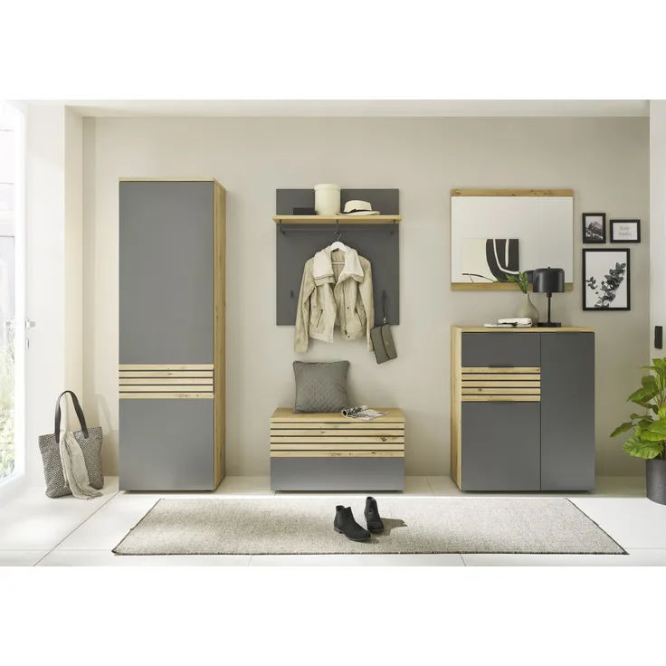 Garderoben-Set >Melisande< in Grau-Eiche Artisan Nachbildung