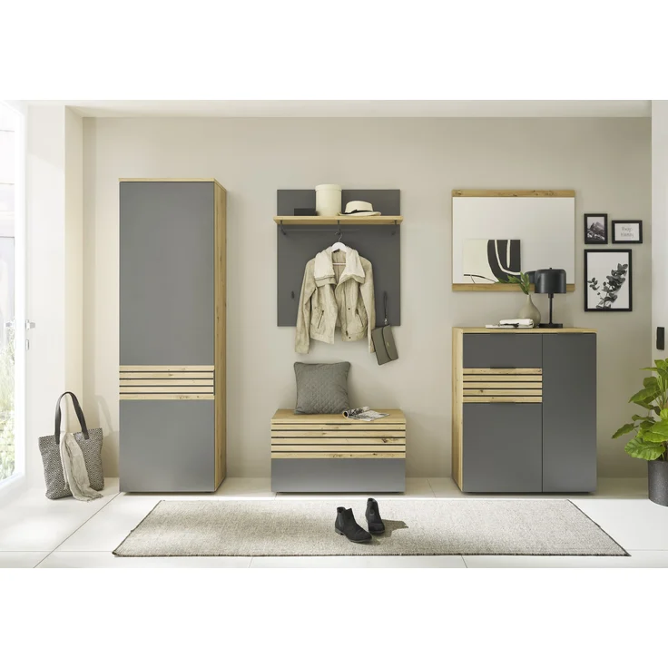 Garderoben-Set >Melisande< in Grau-Eiche Artisan Nachbildung – Bild 1