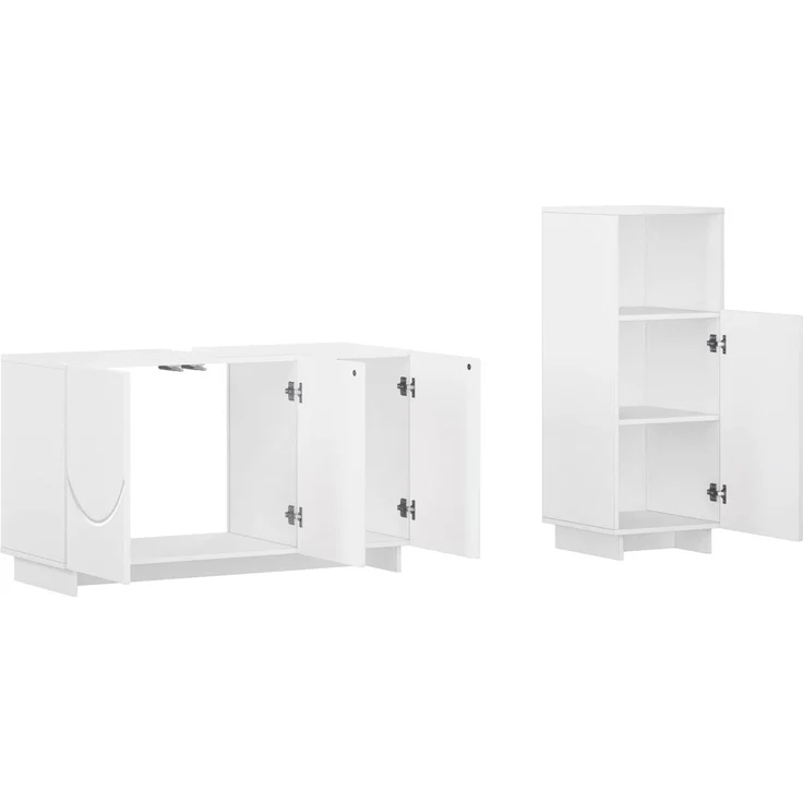 vidaXL Badezimmerschrank-Set 2 stk. Hochglanz Weiß Holzwerkstoff 3433077 – Bild 5
