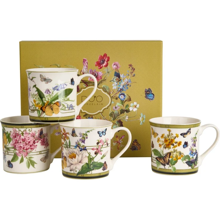 DUO 4er-Set Becher FLORAL RHAPSODY, 400 ml, New Bone China Porzellan, in Geschenkbox – Bild 2