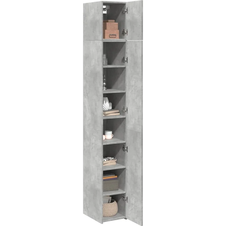 vidaXL Hochschrank Schmal Betongrau 30x42,5x225 cm Holzwerkstoff 3281262 – Bild 3