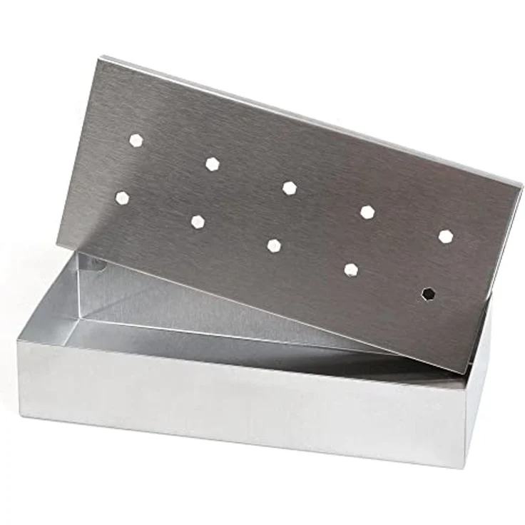 Wenco Premium Räucherbox, 20 x 9,5 x 4 cm, Edelstahl, Hitzebeständig, Smokebox für Gasgrill und Holzkohlegrill, Silber – Bild 1
