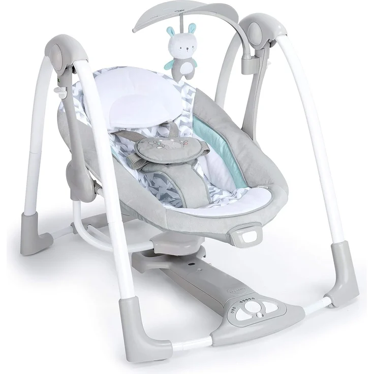 Ingenuity, Raylan 2 in 1 zusammenklappbare Babschaukel und -sitz, mit Vibrationen, automatischem Schaukeln und Melodien, Grau, 1 Stück (1er Pack) – Bild 16