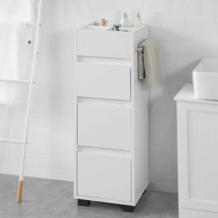 SoBuy BZR29-W Badunterschrank, MDF, Lackiert, Weiß, 33 x 90 x 30 cm – Bild 4