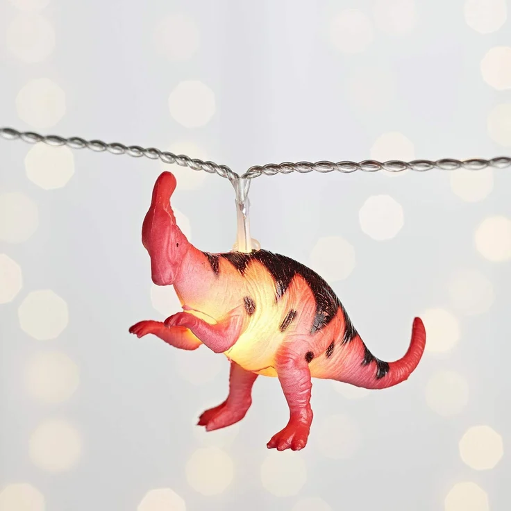 Lights4fun LED-Lichterkette 12er bunte Lichterkette Dinosaurier Batteriebetrieb – Bild 6