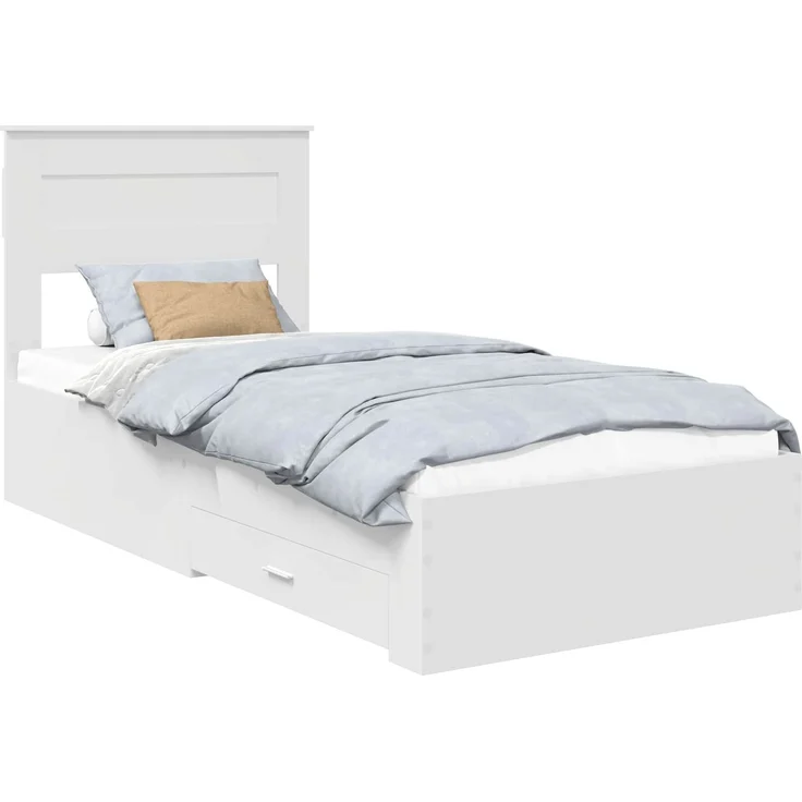 vidaXL Bettrahmen mit Kopfteil Weiß 90 x 190 cm Holzwerkstoff 3410027 – Bild 1