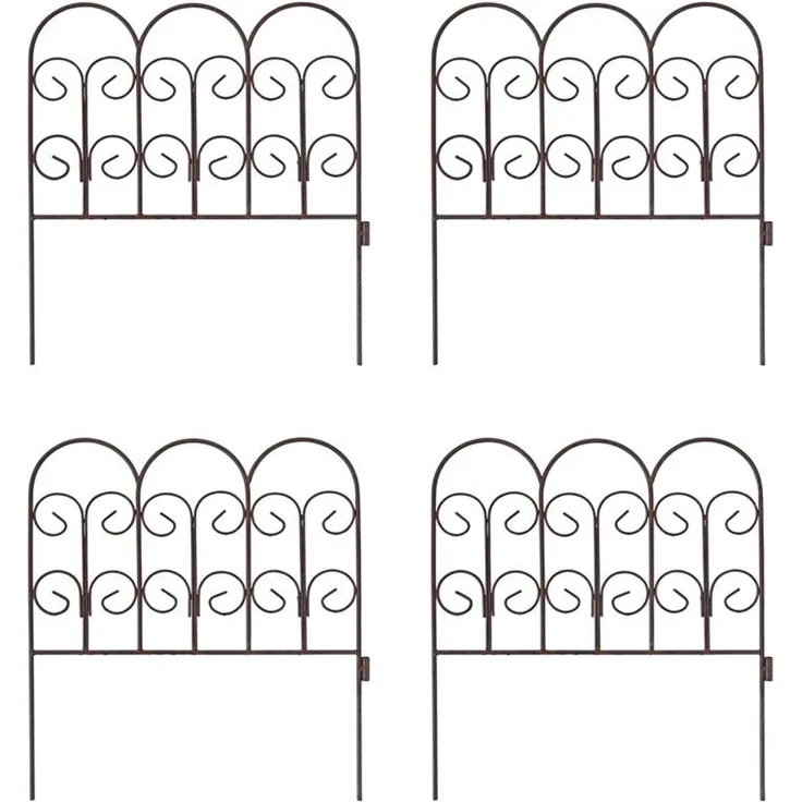 Schmuckzaun Metallzaun Gartenzaun 41x46 cm Zaunelemente 4er Set erweiterbar Rost