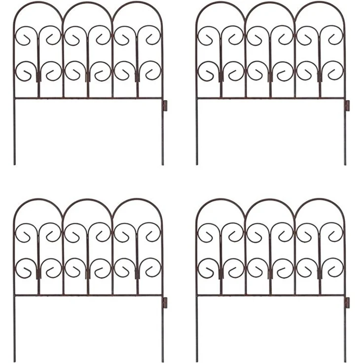 Schmuckzaun Metallzaun Gartenzaun 41x46 cm Zaunelemente 4er Set erweiterbar Rost – Bild 1