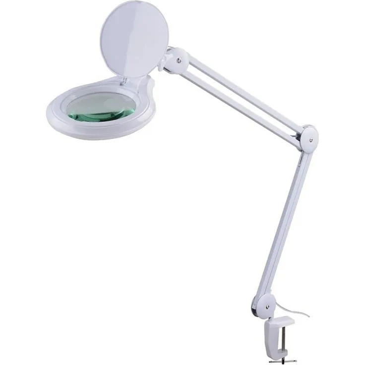 Semplix LED Lupen-Tischlampe 3D weiß (Linse 127 mm/dimmbar/Tischklemme)