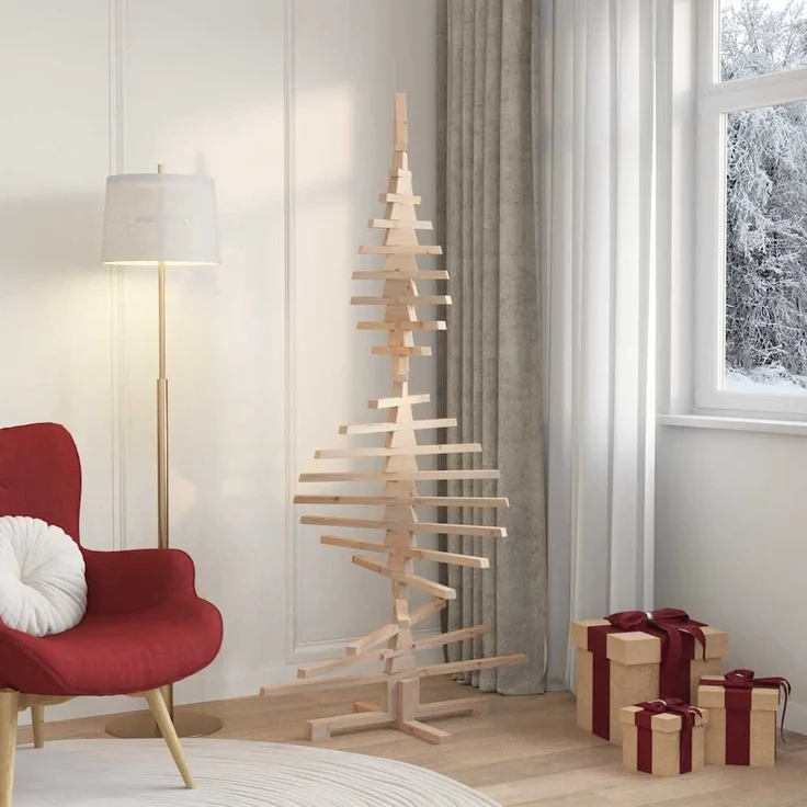 vidaXL Weihnachtsbaum Holz zum Schmücken 180 cm Massivholz Kiefer 4103972 – Bild 2