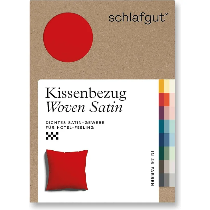 Schlafgut Woven Satin Bettwäsche|Kissenbezug einzeln 80x80 cm| red-deep