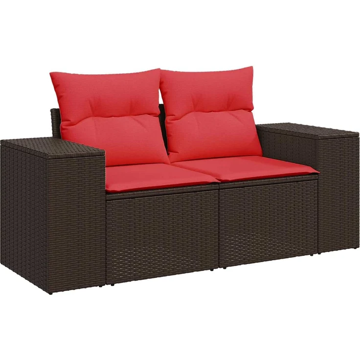 vidaXL Sofa Set 8 stk. Braun und Rot Polyrattan und Stahl 3448489 – Bild 3
