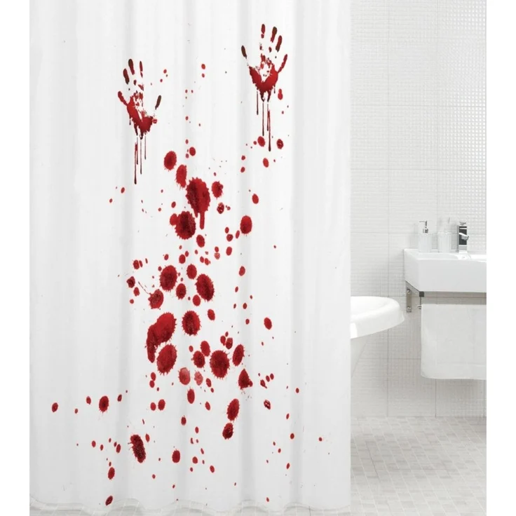 Sanilo Duschvorhang Blood Hands 180 x 200 cm, 100% wasserdicht, Anti-Schimmel-Effekt, hochwertige Qualität – Bild 1