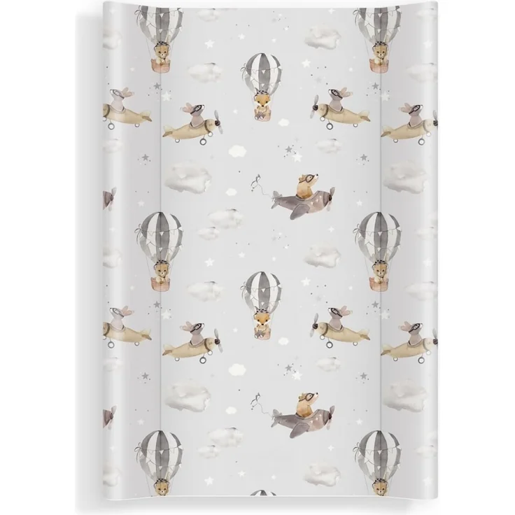 Wickelauflage 70x47 cm, Grau mit Tieren – abwaschbar & weich, profilierte Ränder für mehr Sicherheit – Wickeltischauflage für Wickelkommode – Baby Wickelunterlage mit Komfortfüllung – Bild 1