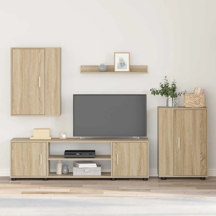 vidaXL TV-Schrankset 140 x 40 x 33 cm Sonoma-Eiche 3397898 – Bild 1