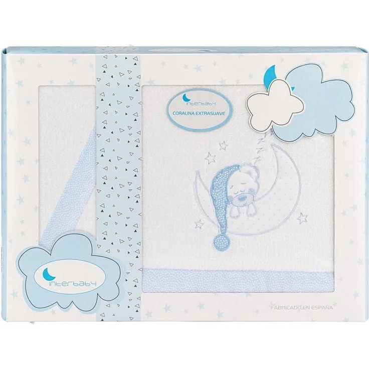 Interbaby Spannbettlaken für den Winter, aus Coralina-Stoff, für Kinderwagen, (Spannbettlaken, Bettlaken, Kissenbezug), Blau