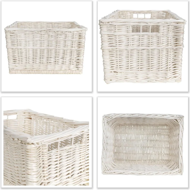 Creative Home Holzkiste Weidenkorb Aufbewahrungskorb, Handgeflochten, Haltbar (1 St), Korb Geflochten Naturkorb mit Griffen Aufbewahrung – Bild 6
