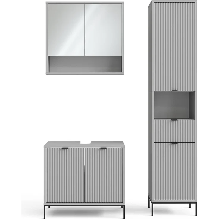 Badmöbel-Set Eliza Grau 3-teilig Vicco – Bild 1
