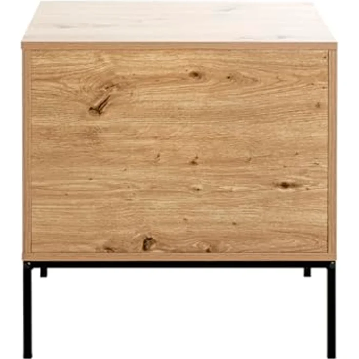XXXL Beistelltisch Schwarz, Eiche, Metall, mit 1 Schublade und offenem Fach, rechteckig, 42x60x55 cm – Bild 6