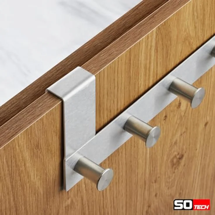 SO-TECH® Garderobenleiste Türgarderobe LINEA mit 6 Haken echt Edelstahl Türhaken (1 St) – Bild 5