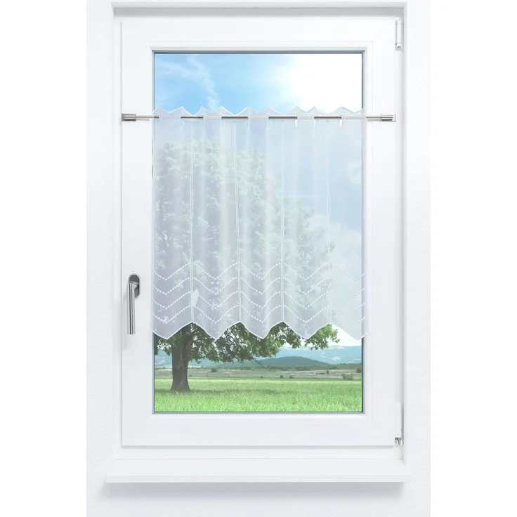 Scheibengardine Plauener Spitze - Melissa #1W (Bx H) 97,2cm * 60cm reinweiß/Weiß – Bild 1
