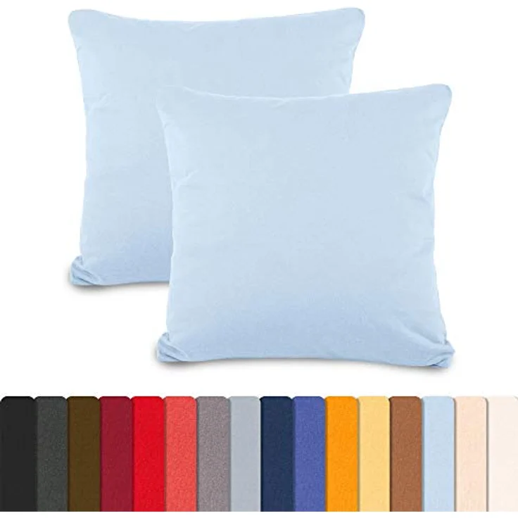 aqua-textil Classic Line Baumwoll Kissenbezug 2er-Set 80 x 80 cm Aqua blau Kissen Bezug Reißverschluss Jersey Kissenhülle – Bild 3