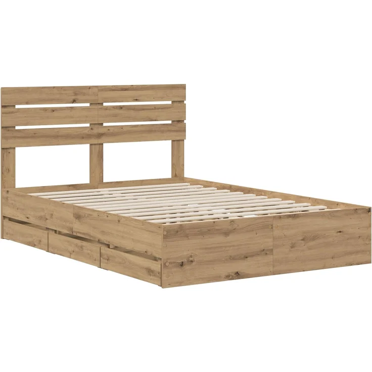 vidaXL Bed Frame with Storage and Headboard Artisan Oak 160 x 200 cm 3445811 – Bild 3