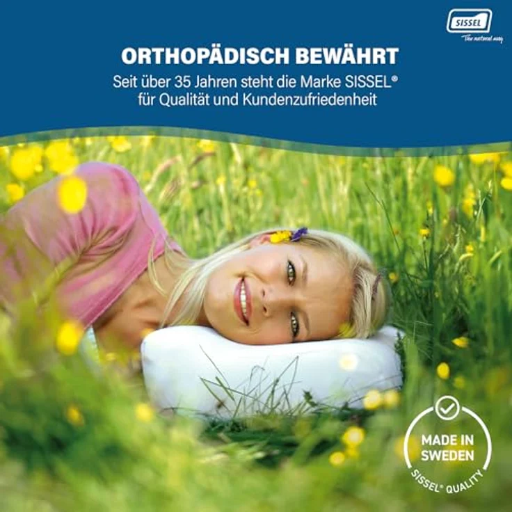 Sissel® Classic Plus Nackenkissen, orthopädisch, höhenverstellbar, ergonomisch, Ventilationssystem, Polyurethanschaum, ideal für Rücken- & Nackenschmerzen, hautfreundlicher Bezug, 47x33x11/14 cm – Bild 2