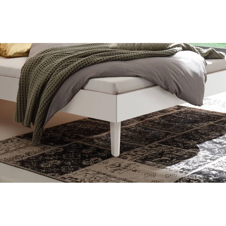 Hasena Bett Ortona Weiß mit gepolstertem Kopfteil 90x210 cm, Komforthöhe 25 cm MDF weiss deckend – Trento – Bild 4
