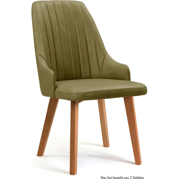 Esszimmerstuhl (2er-Set) Daryl 52x91x60 Eiche geölt/Olivgrün