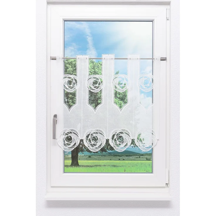 Scheibengardine Plauener Spitze - Circles (Bx H) 112cm * 60cm weiß – Bild 1