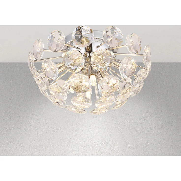 Elegante LED Deckenleuchte in Silber Chrom mit K9 Kristallen, Ø 39cm – Bild 3