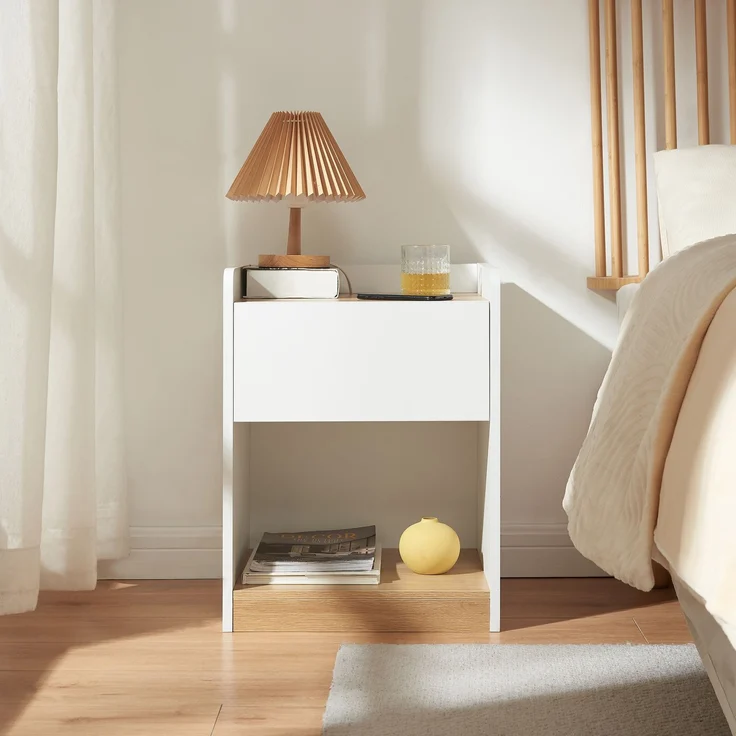Nachttisch Kuorshare 55x42x37 cm Weiß/Eicheoptik [en. casa] – Bild 5