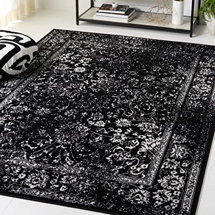 Safavieh Teppich 122x183 cm - Adirondack Collection - Transitional Design, Schwarz & Elfenbein, Pflegeleichte Synthetikmischung, Ideal für Wohnzimmer, Schlafzimmer, Büro – Bild 1