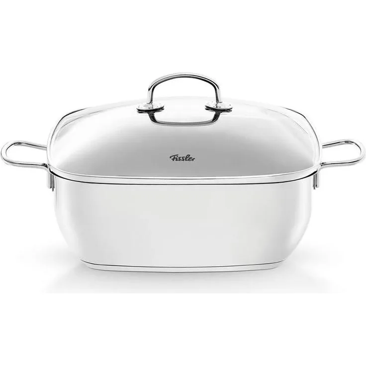 Fissler Edelstahlbräter Secural eckig, Bräter, mit Glasdeckel, 28 cm, 001-500-28-000