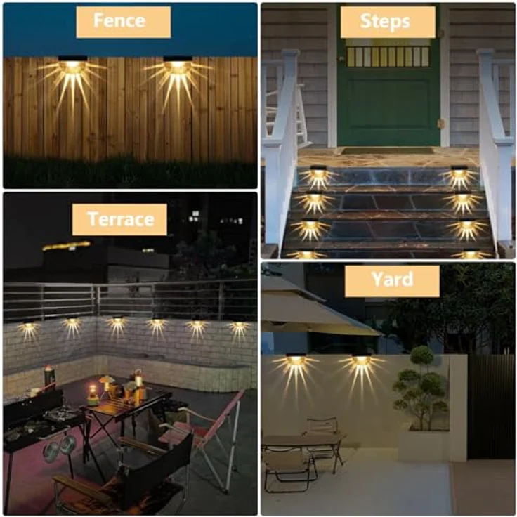 Auting Solarlampen für Außen, 4 Stück Wegbeleuchtung 2 Modi LED Warmweiß/Farbwechselnde Beleuchtung ,Wasserdichte Solar Lampe für die Garten Dekoration,Treppe,Gartenwege, Schwarz – Bild 8