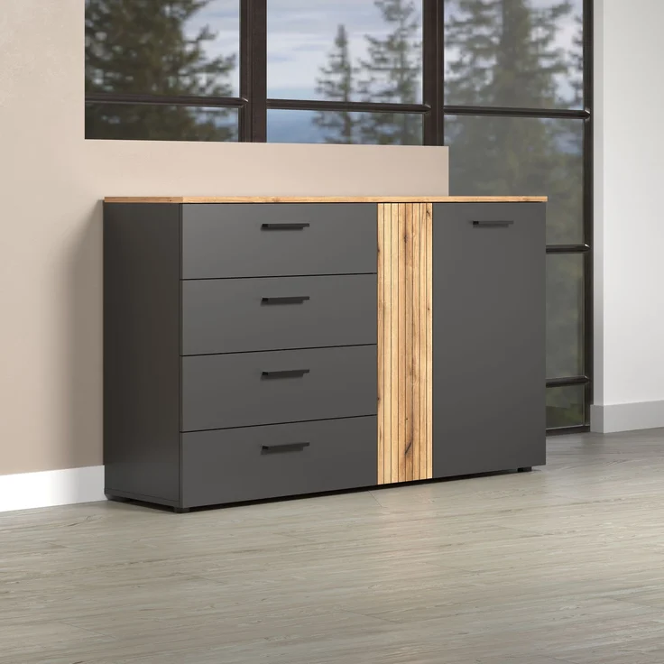 Sideboard Avila in grau und Eiche Evoke 139 cm – Bild 8