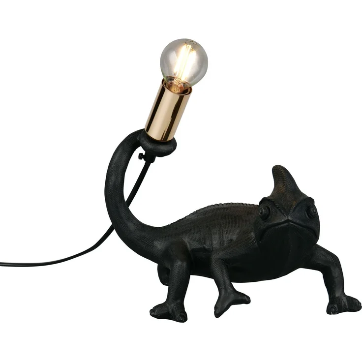 Ausgefallene LED Tischleuchte Tierlampe Chamäleon Schwarz, Höhe 22cm – Bild 2