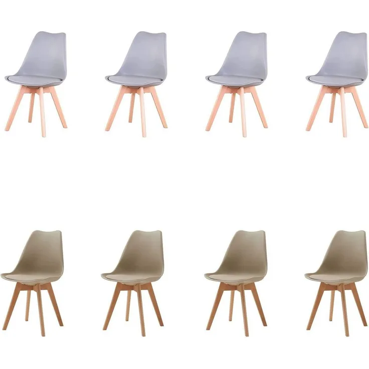 Esszimmerstuhl 8er Massivholzbeine abnehmbar 8 Stühle Glau+beige