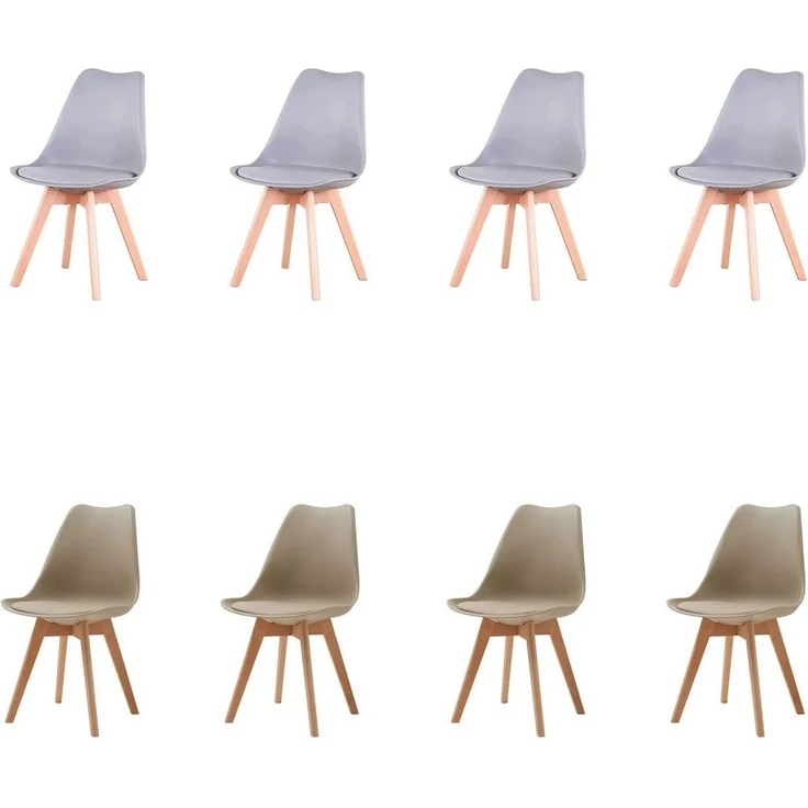 Esszimmerstuhl 8er Massivholzbeine abnehmbar 8 Stühle Glau+beige – Bild 1