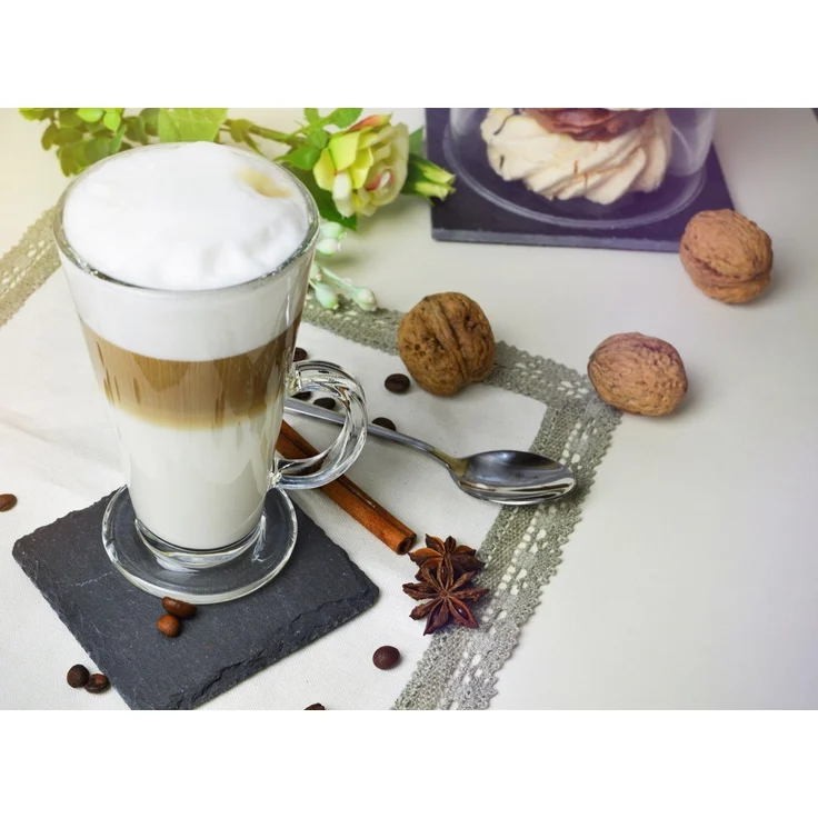 6 Latte Macchiato Gläser 280ml mit Henkel und 6 Löffel, Tee-/ Kaffeegläser – Bild 2
