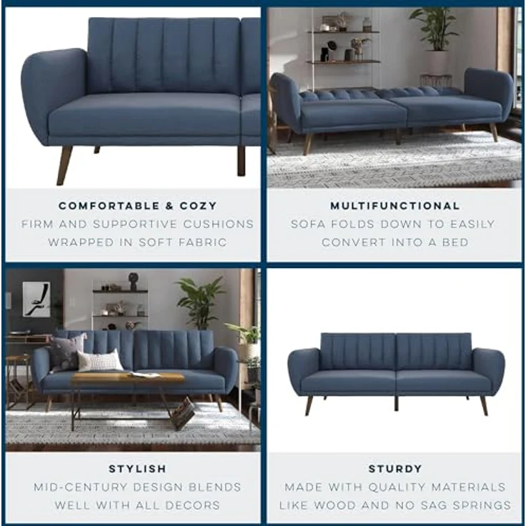 Novogratz Brittany Schlafsofa, Leinen Marineblau – Bild 5