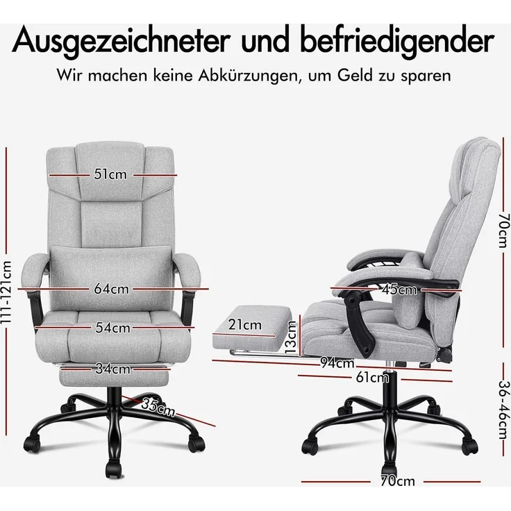 ALFORDSON Bürostuhl Schreibtischstuhl Lendenwirbelstütze High Back Chair – Bild 2