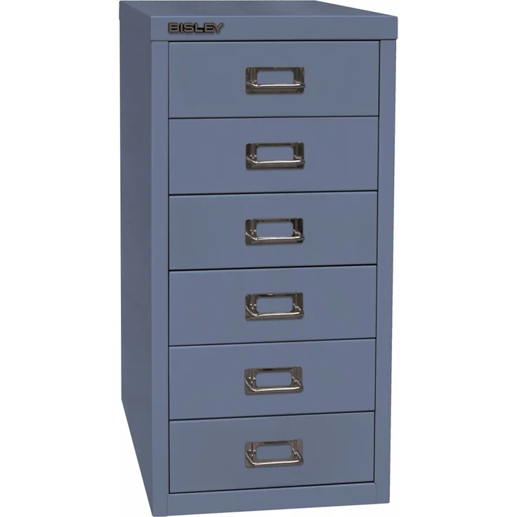 Bisley Multidrawer Schubladenschrank aus Metall mit 6 Schubladen DIN A4 ohne Sockel - Farbe: Blau, L296-605 – Bild 1